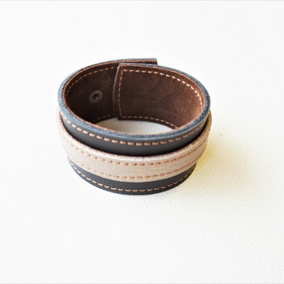 Bracelet artisanal unisexe en cuir souple lisse pour petit poignet  idée cadeau fabriqué en France