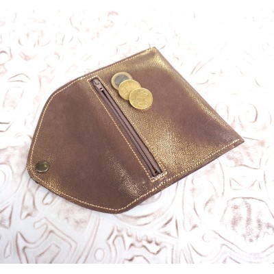 Pochette plate pour papiers étui à passeport en cuir vieil or idée cadeau made in France