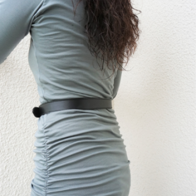 Ceinture artisanale femme en cuir noir Taille XS largeur 3 cm faite en France